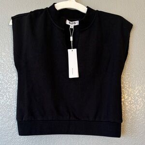 525 America Black Sleeveless Cropped Sweatshirt
